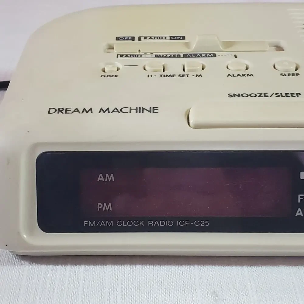 Vintage Sony Dream Machine AM/FM Clock Radio ICF-C25 Retro Cream White Tested